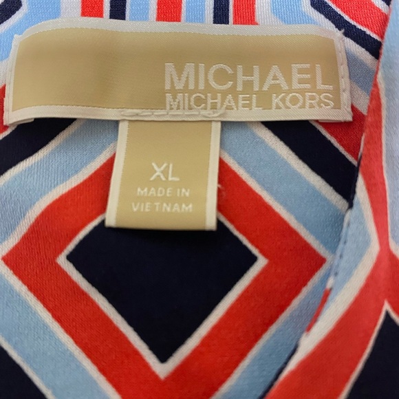 Michael Kors geometric sleeveless dress in navy, coral, and white - SIZE XL-EUC - Picture 3 of 5